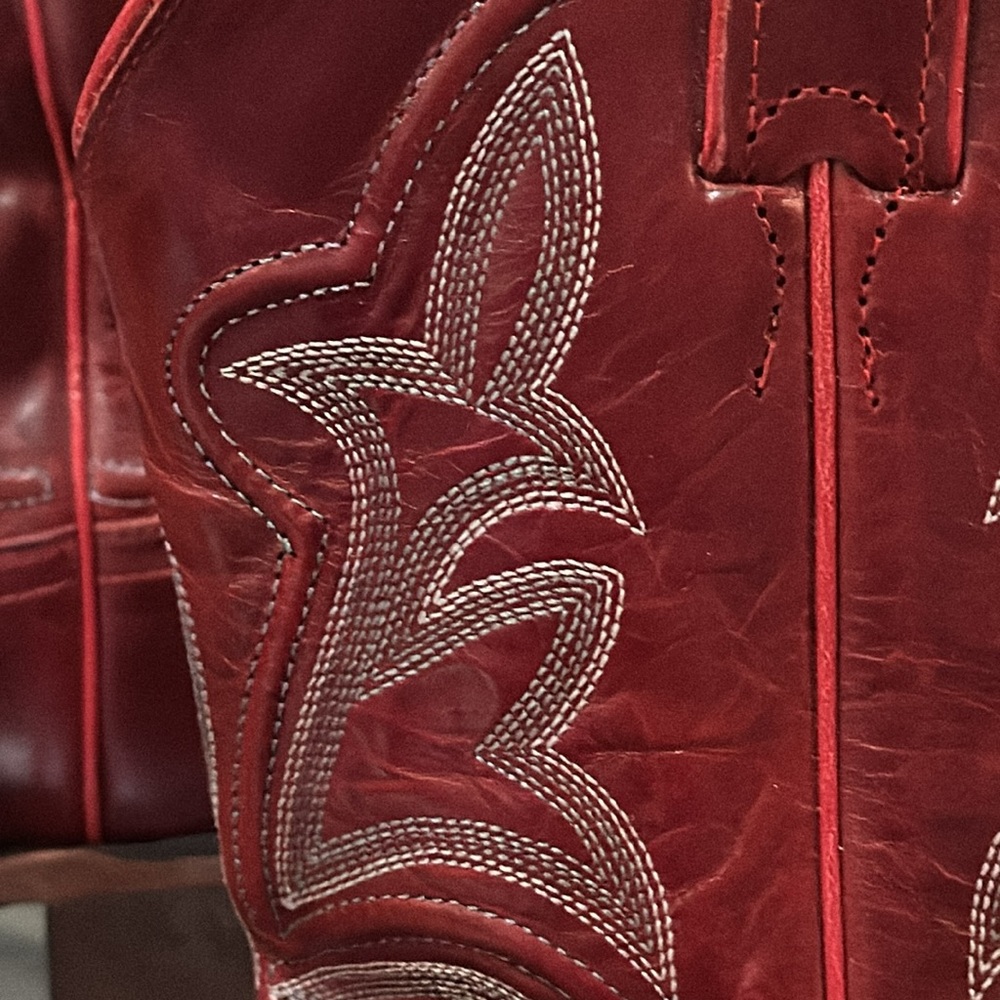 Justin Women’s Embroidered Leather Western Boots in Red, Size 10 Wide. - Picture 10 of 16
